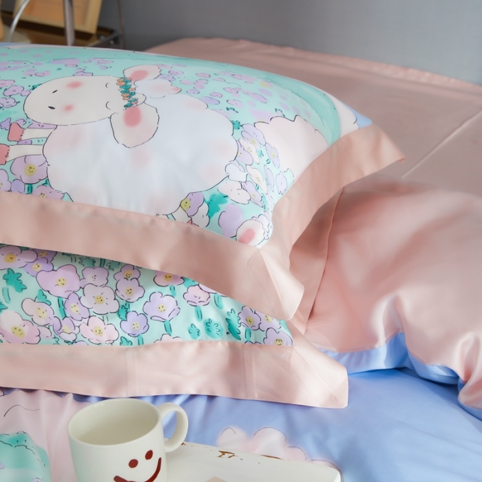 91家纺网 家纺一手货源 找家纺 榻尚2023新款60S进口奥地利天丝四件套-花享治.愈羊