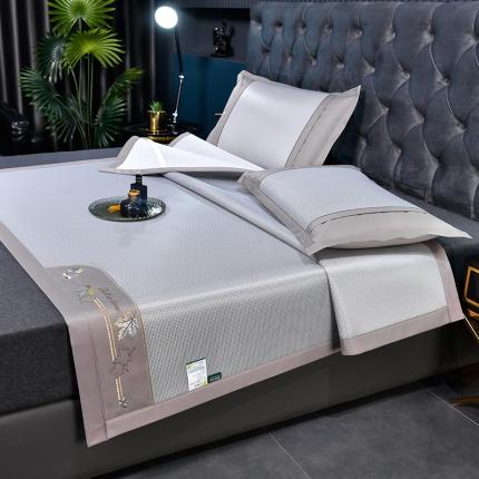 91家纺网 家纺一手货源 找家纺 小牛席业 2022新款小千鸟格枫叶款抗菌席（鲜亮风格） 灰色