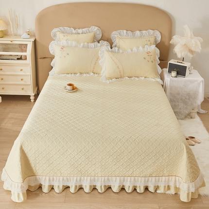 91家纺网 家纺一手货源 找家纺 （总）好儿喜2022夹棉绗绣蕾丝边刺绣单床盖-花之语