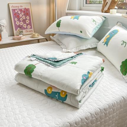 91家纺网 家纺一手货源 找家纺 慕尚 2025新款ins水洗小花边夏被 萌萌恐龙