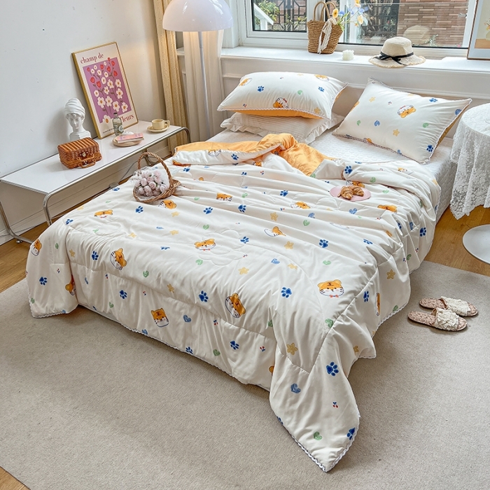 91家纺网 家纺一手货源 找家纺 慕尚 2025新款ins水洗小花边夏被 小老虎