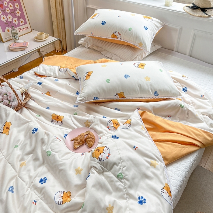 91家纺网 家纺一手货源 找家纺 慕尚 2025新款ins水洗小花边夏被 小老虎