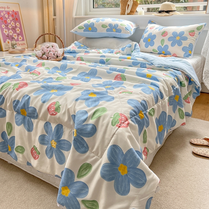 91家纺网 家纺一手货源 找家纺 慕尚 2025新款ins水洗小花边夏被 幸运花