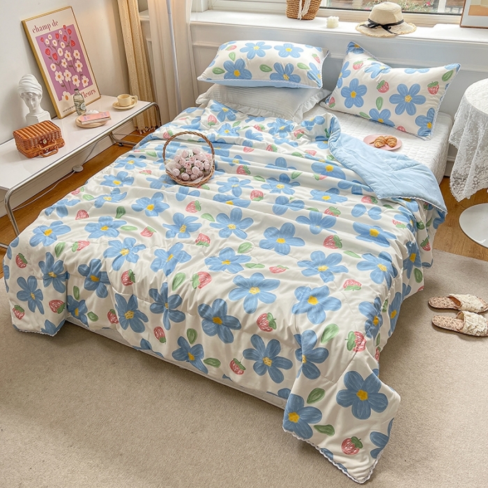 91家纺网 家纺一手货源 找家纺 慕尚 2025新款ins水洗小花边夏被 幸运花