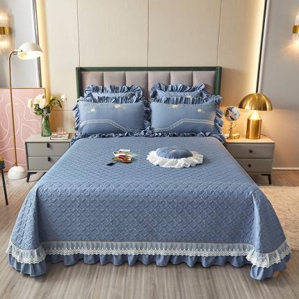 91家纺网 家纺一手货源 找家纺 （总）好儿喜2022夹棉绗绣蕾丝边刺绣单床盖-向阳花开