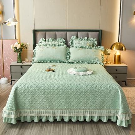 91家纺网 家纺一手货源 找家纺 （总）好儿喜2022夹棉绗绣蕾丝边刺绣单床盖-向阳花开