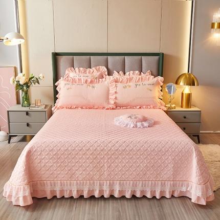 91家纺网 家纺一手货源 找家纺 （总）好儿喜2022夹棉绗绣蕾丝边刺绣单床盖-向阳花开