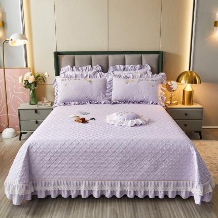 91家纺网 家纺一手货源 找家纺 （总）好儿喜2022夹棉绗绣蕾丝边刺绣单床盖-向阳花开