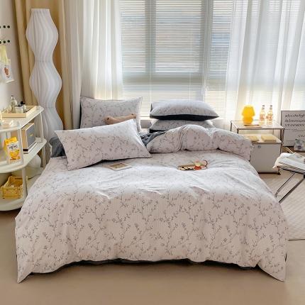 91家纺网 家纺一手货源 找家纺 田野 2022新13372全棉印花小清新四件套纯棉床笠三件套 梦的旋律