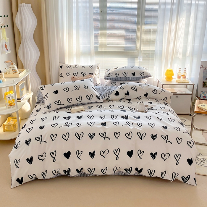 91家纺网 家纺一手货源 找家纺 （总）田野 2022新13372全棉印花小清新四件套纯棉床笠