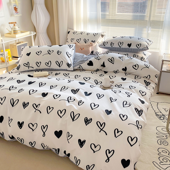 91家纺网 家纺一手货源 找家纺 （总）田野 2022新13372全棉印花小清新四件套纯棉床笠