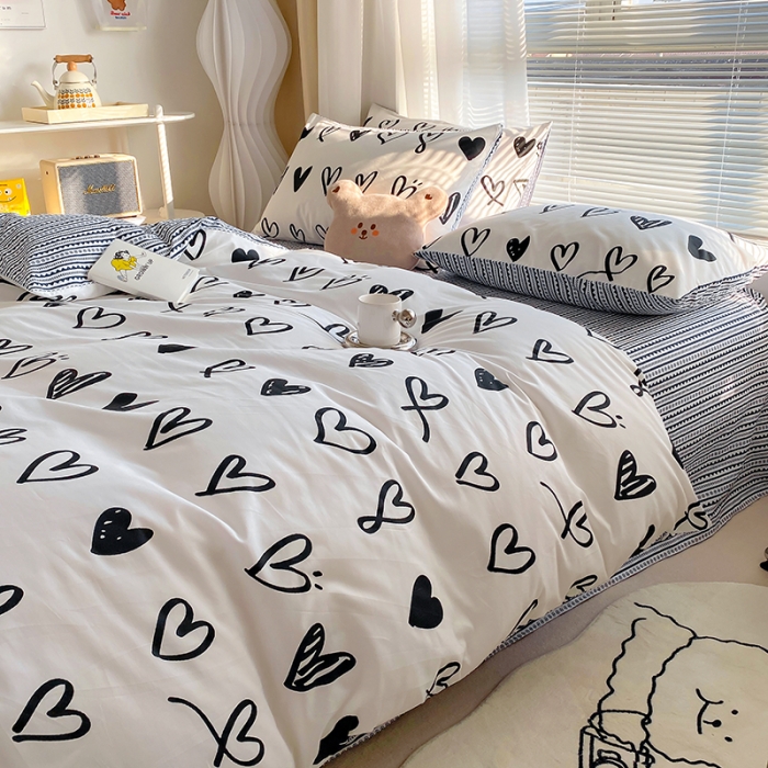 91家纺网 家纺一手货源 找家纺 （总）田野 2022新13372全棉印花小清新四件套纯棉床笠