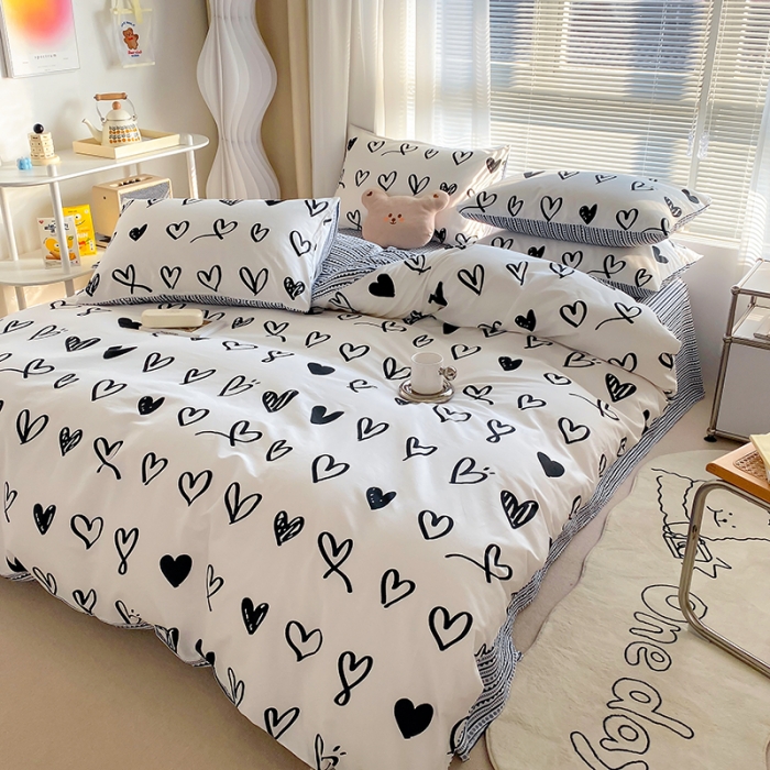 91家纺网 家纺一手货源 找家纺 （总）田野 2022新13372全棉印花小清新四件套纯棉床笠