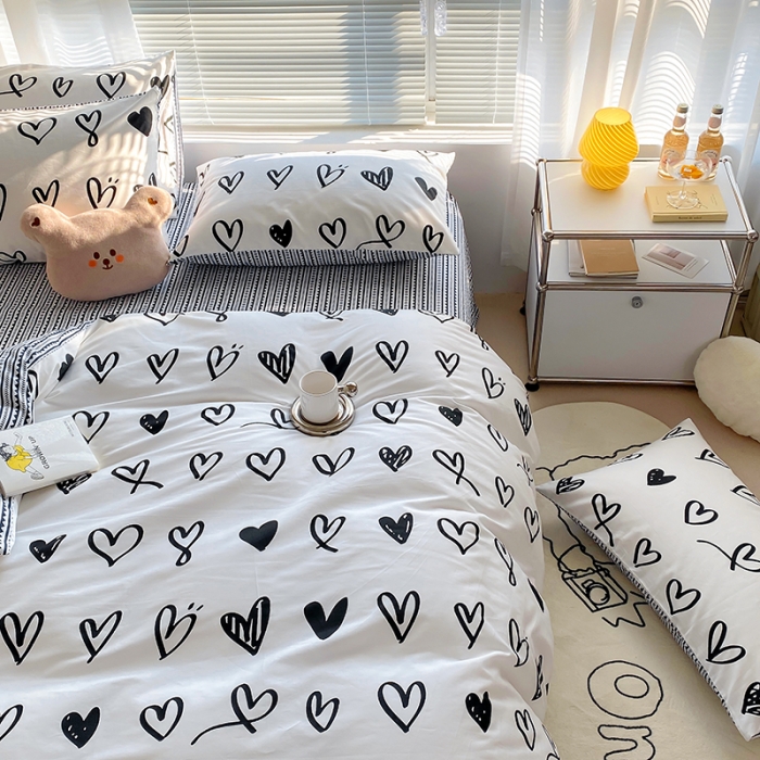 91家纺网 家纺一手货源 找家纺 （总）田野 2022新13372全棉印花小清新四件套纯棉床笠