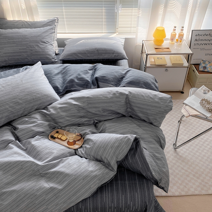 91家纺网 家纺一手货源 找家纺 田野 2022新13372全棉印花小清新四件套纯棉床笠三件套 印象