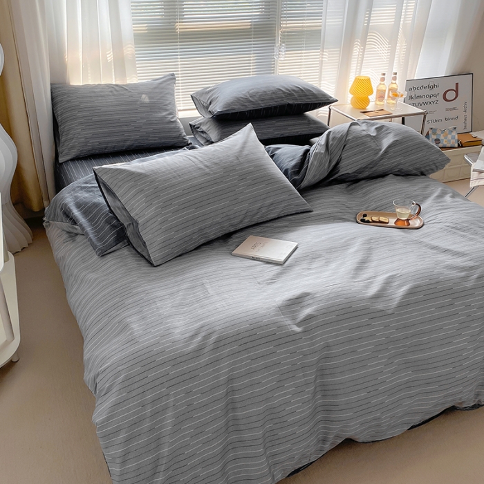 91家纺网 家纺一手货源 找家纺 田野 2022新13372全棉印花小清新四件套纯棉床笠三件套 印象