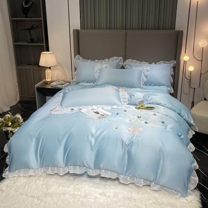 91家纺网 家纺一手货源 找家纺 （总）二八年华 2024水洗真丝立体刺绣花边四件套-专版花型