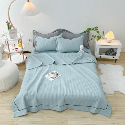 91家纺网 家纺一手货源 找家纺 乐卧2026雅韵蕾丝花边手工花卉夏被四件套简版 海盐蓝-简版