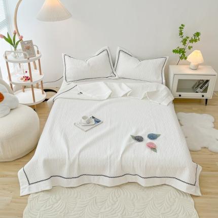 乐卧2026雅韵蕾丝花边手工花卉夏被四件套有花版甜白色有花版