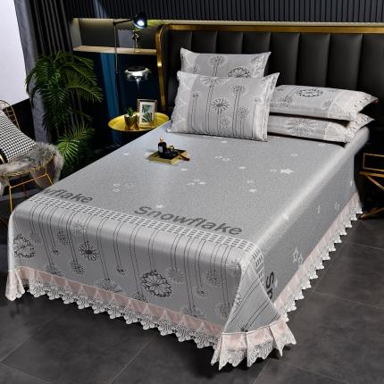 91家纺网 家纺一手货源 找家纺 （总）印季2023新款1200D加厚加密花边床单款碳光凉席