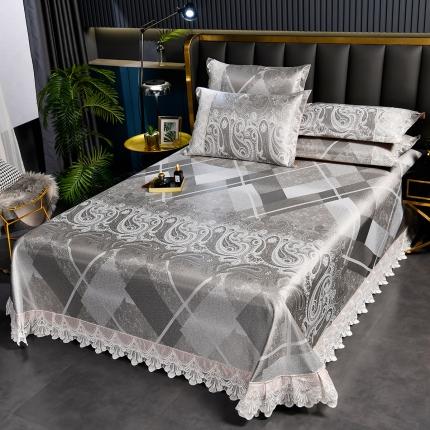 91家纺网 家纺一手货源 找家纺 （总）印季2023新款1200D加厚加密花边床单款碳光凉席