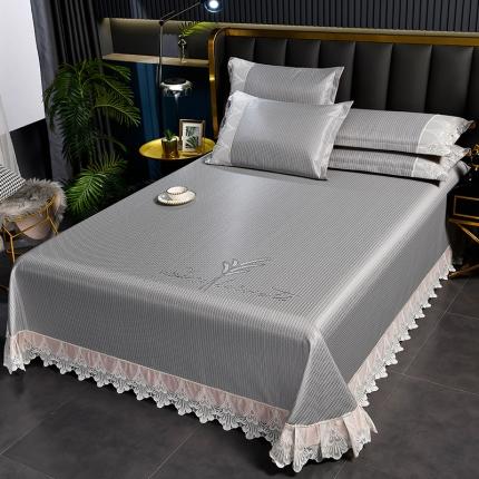 91家纺网 家纺一手货源 找家纺 （总）印季2023新款1200D加厚加密花边床单款碳光凉席