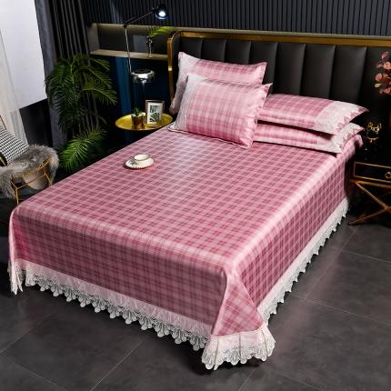 91家纺网 家纺一手货源 找家纺 （总）印季2023新款1200D加厚加密花边床单款碳光凉席