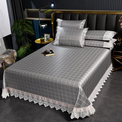 91家纺网 家纺一手货源 找家纺 （总）印季2023新款1200D加厚加密花边床单款碳光凉席