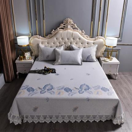 91家纺网 家纺一手货源 找家纺 （总）印季 2023新款1200D水洗冰丝花边床单款凉席