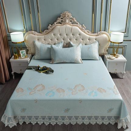 91家纺网 家纺一手货源 找家纺 （总）印季 2023新款1200D水洗冰丝花边床单款凉席