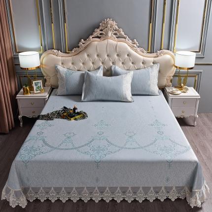 91家纺网 家纺一手货源 找家纺 （总）印季 2023新款1200D水洗冰丝花边床单款凉席