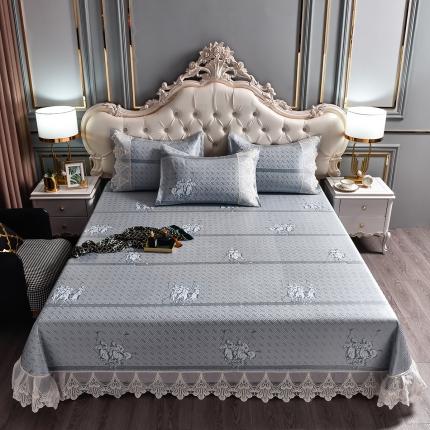 91家纺网 家纺一手货源 找家纺 （总）印季 2023新款1200D水洗冰丝花边床单款凉席