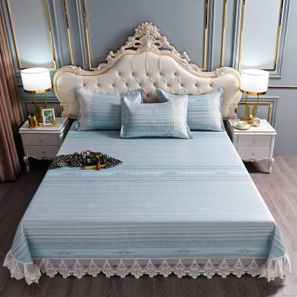 91家纺网 家纺一手货源 找家纺 （总）印季 2023新款1200D水洗冰丝花边床单款凉席