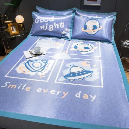 91家纺网 家纺一手货源 找家纺 （总）印季 2025新款宽包边数码印花卡通冰丝席