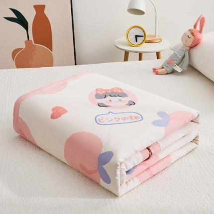 91家纺网 家纺一手货源 找家纺 暖阳 2023新款印花款全棉棉花夏被白桃公主