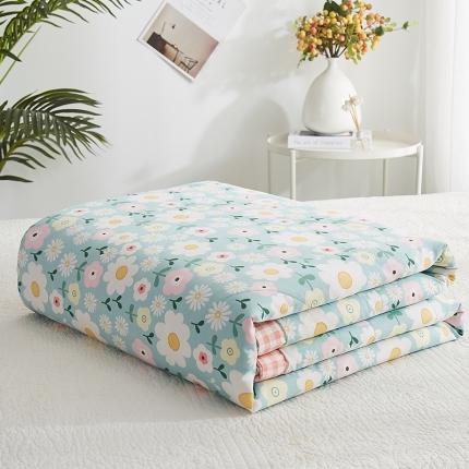 91家纺网 家纺一手货源 找家纺 暖阳 2023新款印花款全棉棉花夏被萱草梦绿