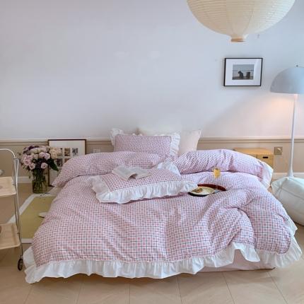 91家纺网 家纺一手货源 找家纺 （总）昔可2022新款花边格子系列四件套