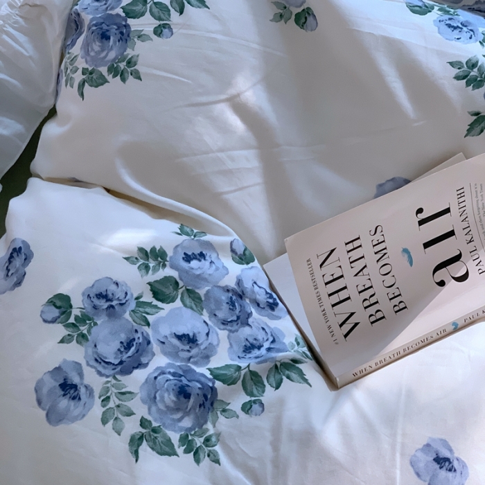 91家纺网 家纺一手货源 找家纺 昔可2022新款复古花花边四件套法式蓝玫瑰