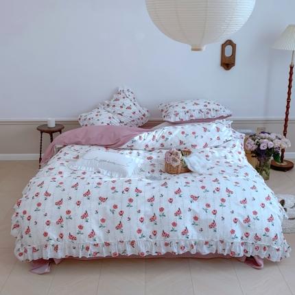 昔可2022新款复古花花边四件套法式恋恋玫瑰