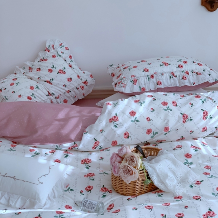 91家纺网 家纺一手货源 找家纺 昔可2022新款复古花花边四件套法式恋恋玫瑰