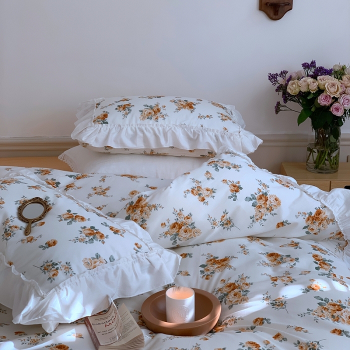 91家纺网 家纺一手货源 找家纺 昔可2022新款复古花花边四件套桔梗香气