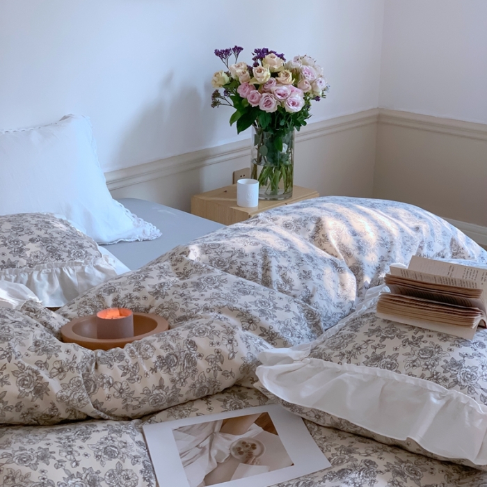 91家纺网 家纺一手货源 找家纺 昔可2022新款复古花花边四件套 莫里斯花房