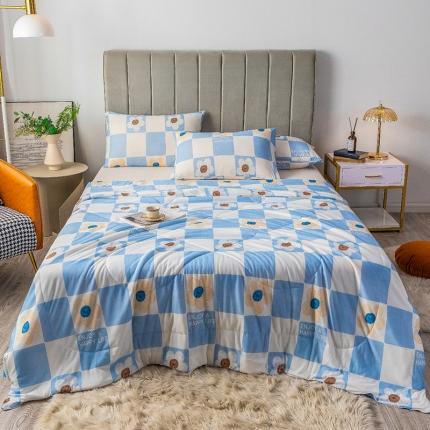 2025 爱宝被业直播爆款凉感丝夏被夏凉被 方格小花
