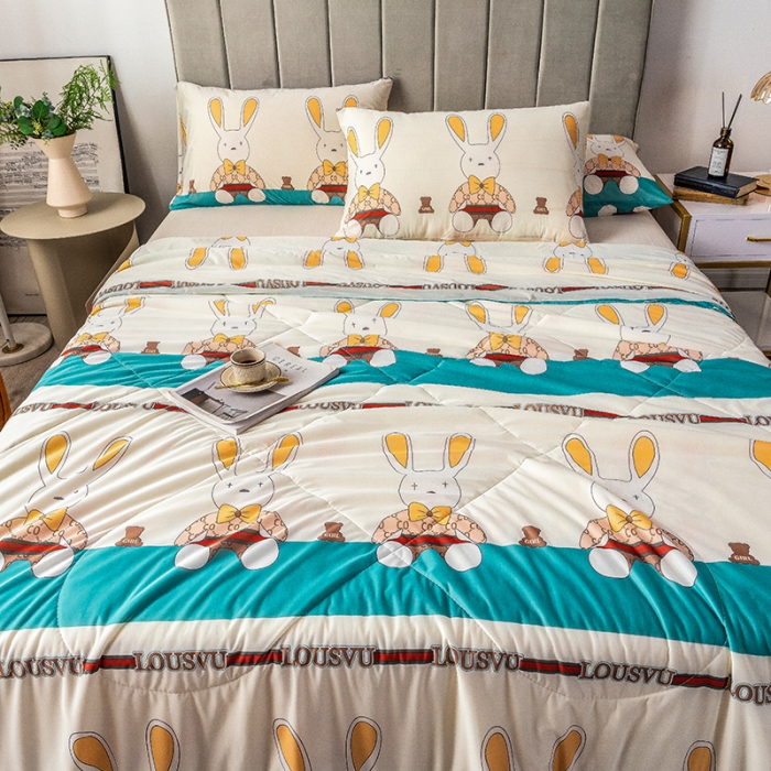 91家纺网 家纺一手货源 找家纺 2025 爱宝被业直播爆款凉感丝夏被夏凉被 库奇兔