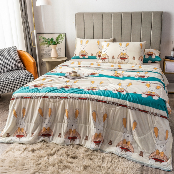 91家纺网 家纺一手货源 找家纺 2025 爱宝被业直播爆款凉感丝夏被夏凉被 库奇兔