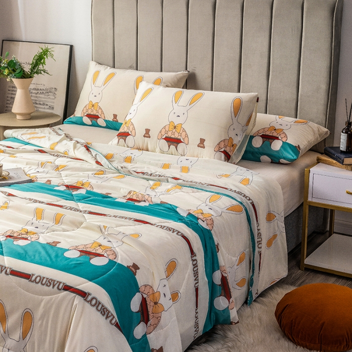 91家纺网 家纺一手货源 找家纺 2025 爱宝被业直播爆款凉感丝夏被夏凉被 库奇兔