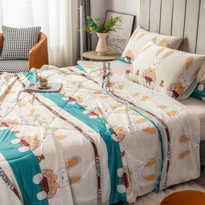 91家纺网 家纺一手货源 找家纺 2025 爱宝被业直播爆款凉感丝夏被夏凉被 库奇兔