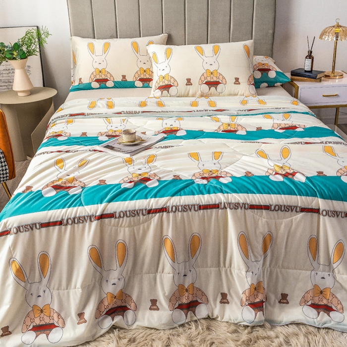 91家纺网 家纺一手货源 找家纺 2025 爱宝被业直播爆款凉感丝夏被夏凉被 库奇兔