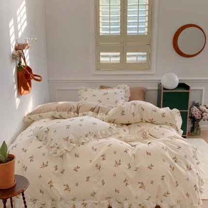 91家纺网 家纺一手货源 找家纺 昔可2022新款复古花花边四件套 小枇杷