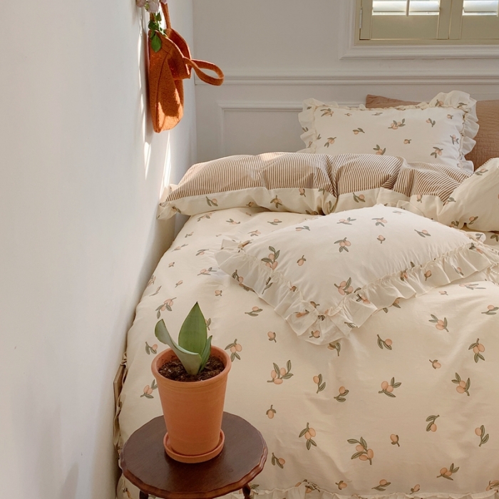 91家纺网 家纺一手货源 找家纺 昔可2022新款复古花花边四件套 小枇杷